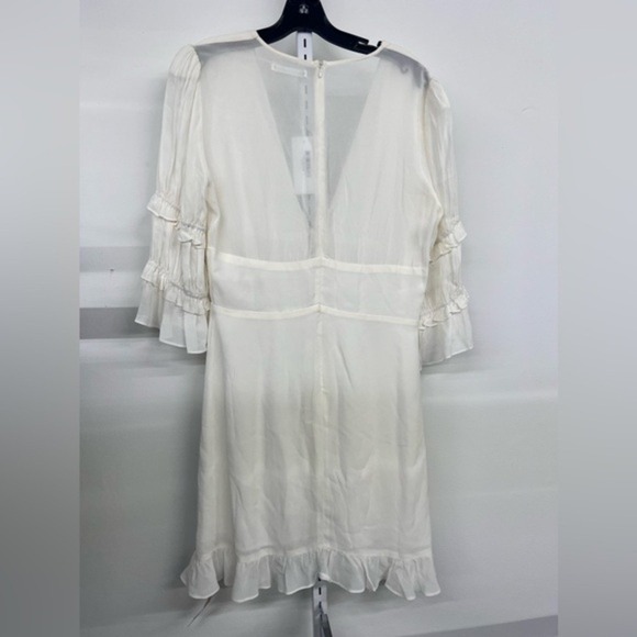 Reformation Ivory Lace Up Ruffle Sleeve Mini Dress Size 10 NWT - Picture 8 of 8